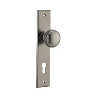 Iver Paddington Door Knob on Chamfered Backplate Euro Distressed Nickel 13831E85