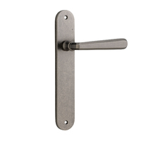 Iver Copenhagen Lever Handle on Oval Backplate Passage Distressed Nickel 13876