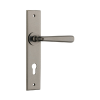 Iver Copenhagen Door Lever Handle on Chamfered Backplate Euro Distressed Nickel 13880E85