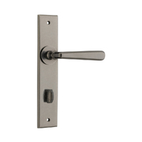 Iver Copenhagen Door Lever Handle on Chamfered Backplate Privacy Distressed Nickel 13880P85