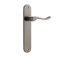 Iver Stirling Lever Handle on Oval Backplate Passage Distressed Nickel 13924