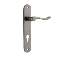 Iver Stirling Lever Handle on Oval Backplate Euro Distressed Nickel 13924E85