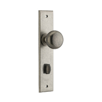 Iver Cambridge Door Knob on Chamfered Backplate Privacy Distressed Nickel 13946P85