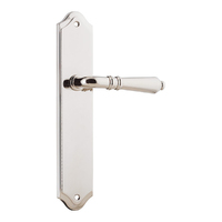 Iver Sarlat Lever Handle on Shouldered Backplate Passage Polished Nickel 14212