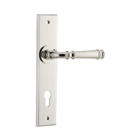 Iver Verona Door Lever Handle on Chamfered Backplate Euro Polished Nickel 14286E85