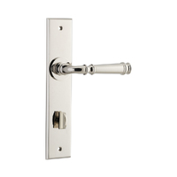 Iver Verona Door Lever Handle on Chamfered Backplate Privacy Polished Nickel 14286P85