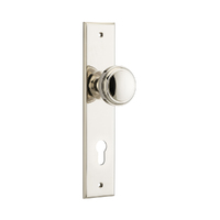 Iver Paddington Door Knob on Chamfered Backplate Euro Polished Nickel 14331E85