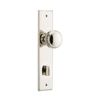 Iver Paddington Door Knob on Chamfered Backplate Privacy Polished Nickel 14331P85