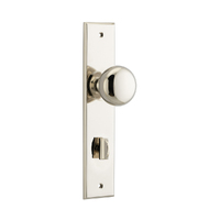 Iver Cambridge Door Knob on Chamfered Backplate Privacy Polished Nickel 14446P85