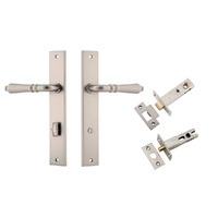 Iver Sarlat Door Lever on Rectangular Backplate Privacy Kit with Turn Satin Nickel 14700KPRIV60