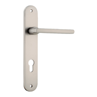 Iver Baltimore Lever Handle on Oval Backplate Euro 85mm Satin Nickel 14726E85