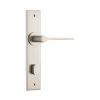 Iver Como Door Lever Handle on Chamfered Backplate Privacy Satin Nickel 14758P85