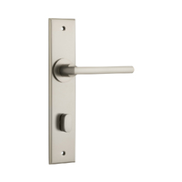 Iver Baltimore Door Lever Handle on Chamfered Backplate Privacy Satin Nickel 14782P85