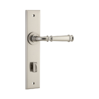 Iver Verona Door Lever Handle on Chamfered Backplate Privacy Satin Nickel 14786P85