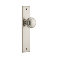 Iver Paddington Door Knob on Chamfered Backplate Passage Satin Nickel 14831