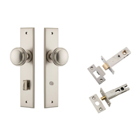 Iver Paddington Door Knob on Chamfered Backplate Privacy Kit Satin Nickel 14831KPRIV60