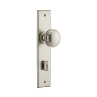 Iver Paddington Door Knob on Chamfered Backplate Privacy Satin Nickel 14831P85