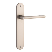 Iver Baltimore Return Lever Handle on Oval Backplate Passage Satin Nickel 14852