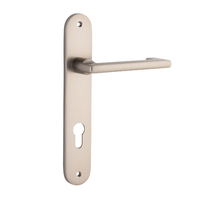 Iver Baltimore Return Lever Handle on Oval Backplate Euro Satin Nickel 14852E85