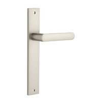 Iver Osaka Door Lever Handle on Rectangular Backplate Passage Satin Nickel 14860