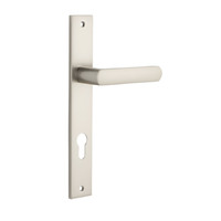 Iver Osaka Door Lever Handle on Rectangular Backplate Euro Satin Nickel 14860E85