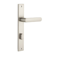 Iver Osaka Lever Handle on Rectangular Backplate Privacy Satin Nickel 14860P85