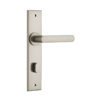 Iver Osaka Door Lever Handle on Chamfered Backplate Privacy Satin Nickel 14868P85