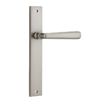 Iver Copenhagen Lever Handle on Rectangular Backplate Passage Satin Nickel 14872