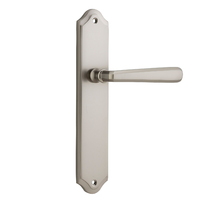 Iver Copenhagen Lever Handle on Shouldered Backplate Passage Satin Nickel 14874