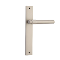 Iver Helsinki Lever Handle on Rectangular Backplate Passage Satin Nickel 14896