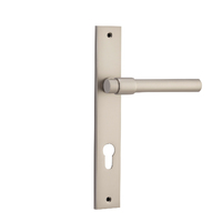 Iver Helsinki Lever Handle on Rectangular Backplate Euro Satin Nickel 14896E85