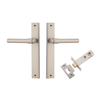 Iver Helsinki Door Lever Handle on Rectangular Backplate Passage Kit Satin Nickel 14896KPASS60