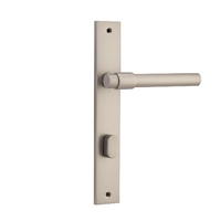 Iver Helsinki Lever on Rectangular Backplate Privacy Satin Nickel 14896P85