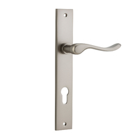 Iver Stirling Lever Handle on Rectangular Backplate Euro Satin Nickel 14920E85