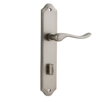 Iver Stirling Lever Handle on Shouldered Backplate Privacy Satin Nickel 14922P85