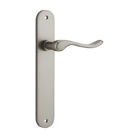 Iver Stirling Door Lever Handle on Oval Backplate Passage Satin Nickel 14924