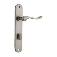 Iver Stirling Door Lever Handle on Oval Backplate Privacy Satin Nickel 14924P85