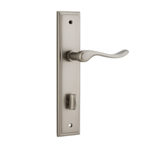 Iver Stirling Lever Handle on Stepped Backplate Privacy Satin Nickel 14926P85