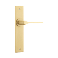 Iver Como Door Lever Handle on Chamfered Backplate Passage Brushed Brass 15258