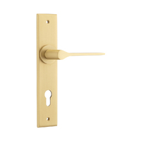 Iver Como Door Lever Handle on Chamfered Backplate Euro Brushed Brass 15258E85