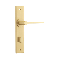 Iver Como Door Lever Handle on Chamfered Backplate Privacy Brushed Brass 15258P85