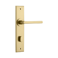 Iver Baltimore Door Lever Handle on Chamfered Backplate Privacy Brushed Brass 15282P85