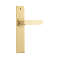 Iver Bronte Door Lever Handle on Chamfered Backplate Passage Brushed Brass 15284