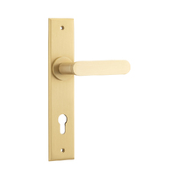 Iver Bronte Door Lever Handle on Chamfered Backplate Euro Brushed Brass 15284E85