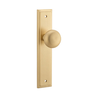 Iver Cambridge Door Knob on Stepped Backplate Passage Brushed Brass 15340