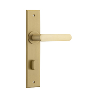 Iver Osaka Door Lever Handle on Chamfered Backplate Privacy Brushed Brass 15368P85