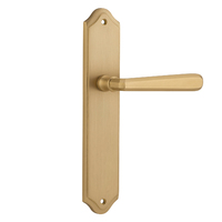 Iver Copenhagen Lever Handle on Shouldered Backplate Passage Brushed Brass 15374