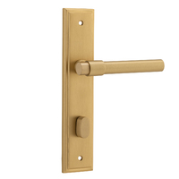 Iver Helsinki Lever Handle on Stepped Backplate Privacy Brushed Brass 15402P85