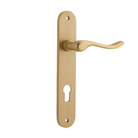 Iver Stirling Door Lever Handle on Oval Backplate Euro Brushed Brass 15424E85