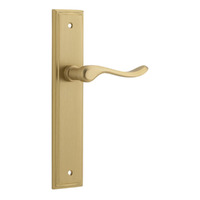 Iver Stirling Door Lever Handle on Stepped Backplate Passage Brushed Brass 15426